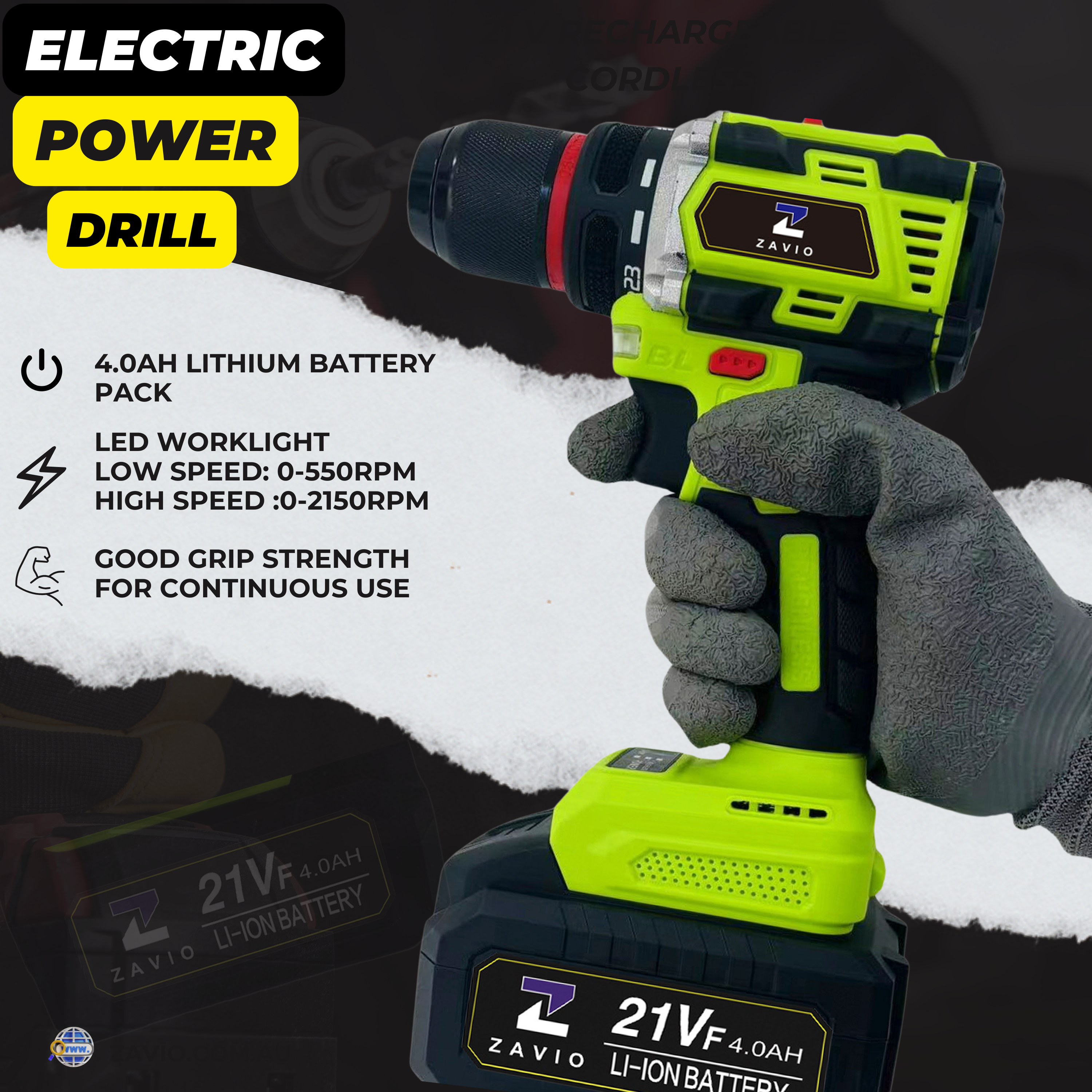 Brushless Electric Drill 16.8 V with 2.0Ah Battery Chargeable Powerful Tool