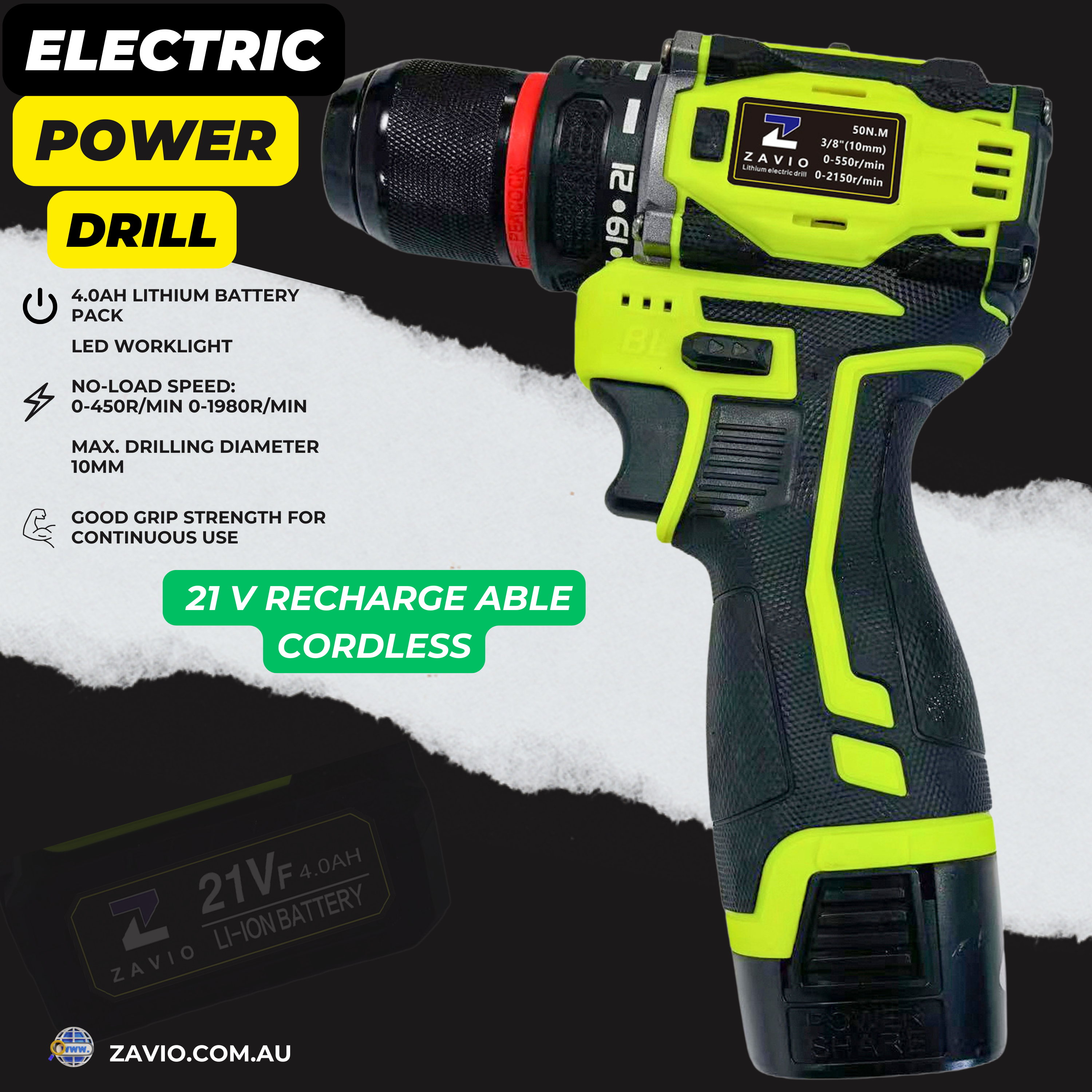 Brushless Electric Drill 16.8 V with 2.0Ah Battery Chargeable Powerful Tool