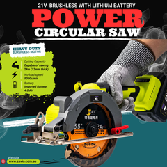 21V Brushless Cordless Circular Saw – One-Hand Operation, 9000 RPM, 140mm Blade, 53mm Cut Depth, 2× 4.0Ah Batteries – Lightweight Power Tool for Wood, Metal & Tile
