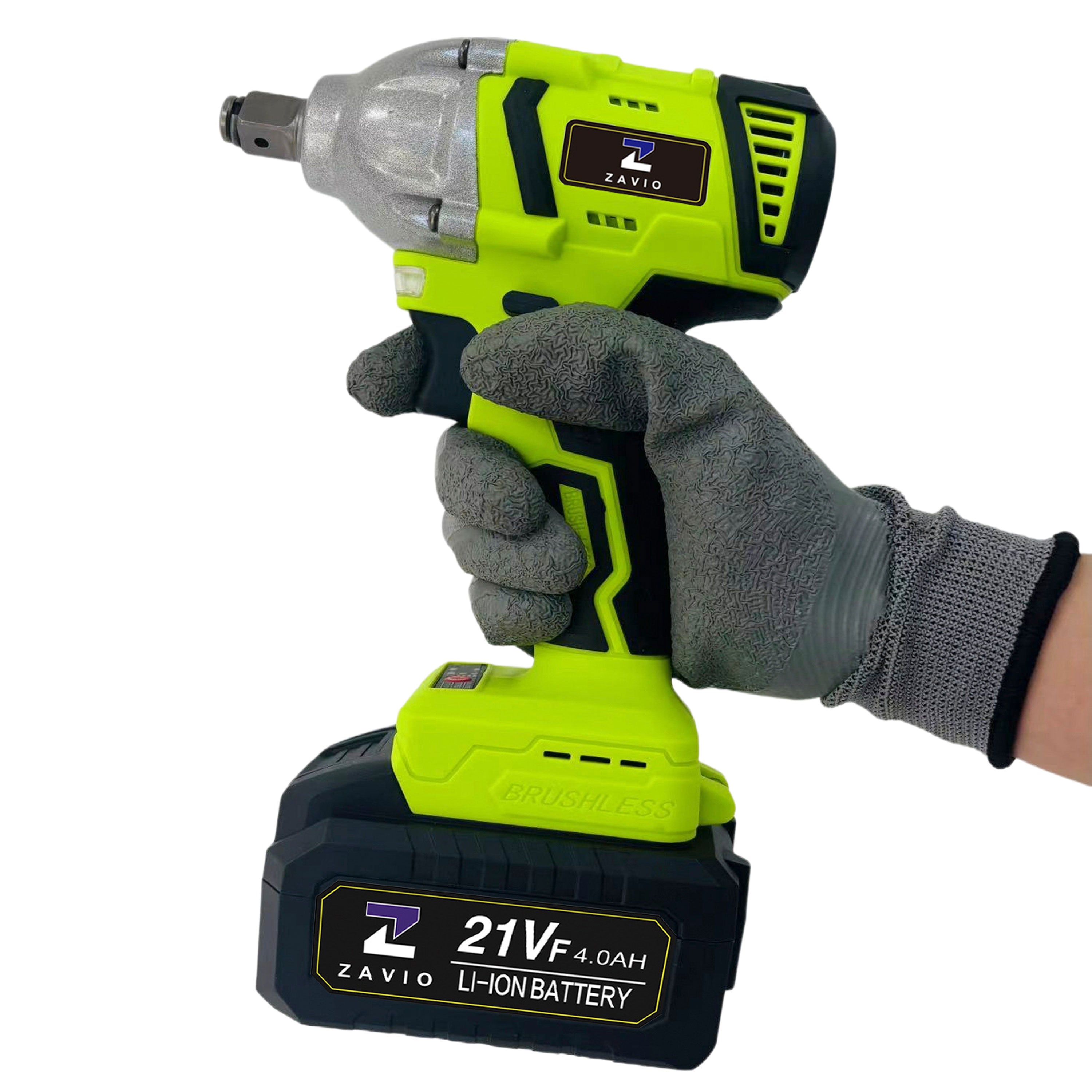 21V Brushless Cordless Impact Wrench Kit – 300N·m High Torque, 1/2" Drive, 2× 4.0Ah Batteries – Heavy-Duty Power Tool for Automotive & Construction